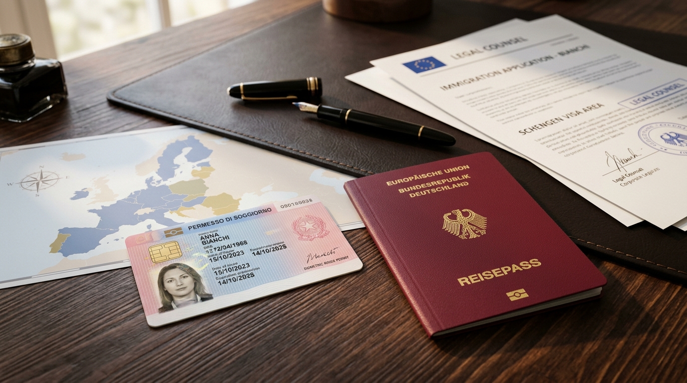 European Union residence permit card and legal documents